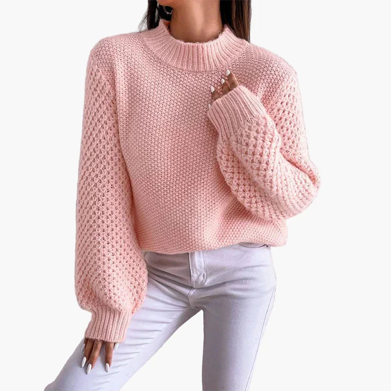 Pull ample femme style décontracté manches ballon tricot chic automne hiver - Image 5