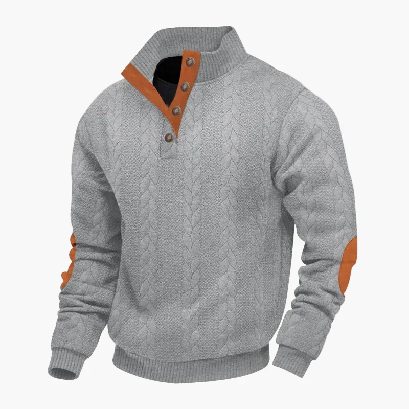 Pull à boutons col montant style torsadé pour homme, casual chic et confortable - Image 2