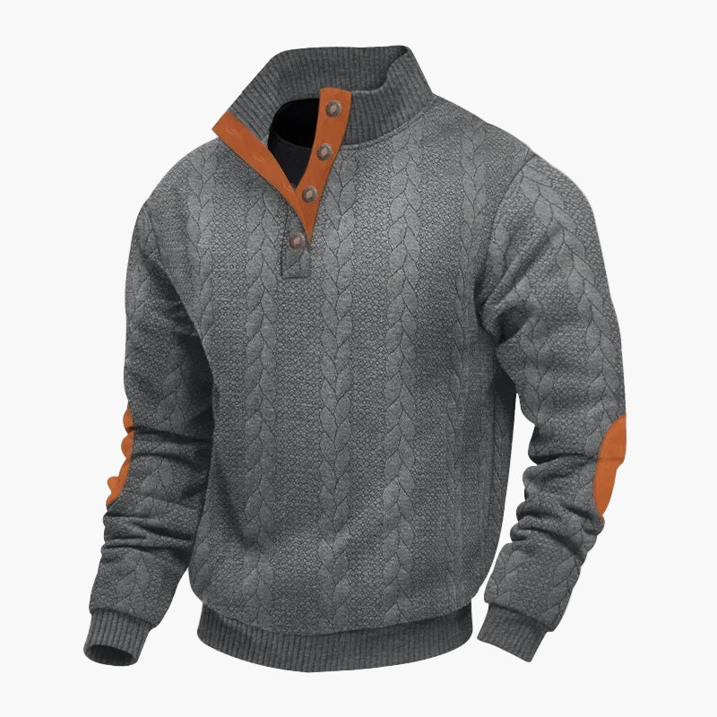 Pull à boutons col montant style torsadé pour homme, casual chic et confortable - Image 3
