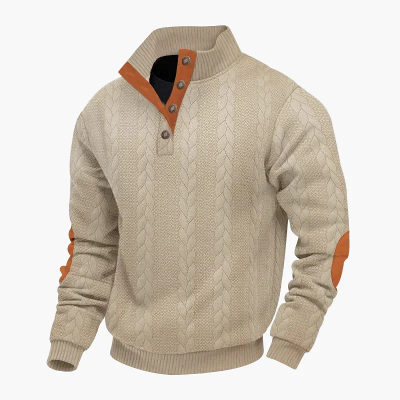 Pull à boutons col montant style torsadé pour homme, casual chic et confortable - Image 4