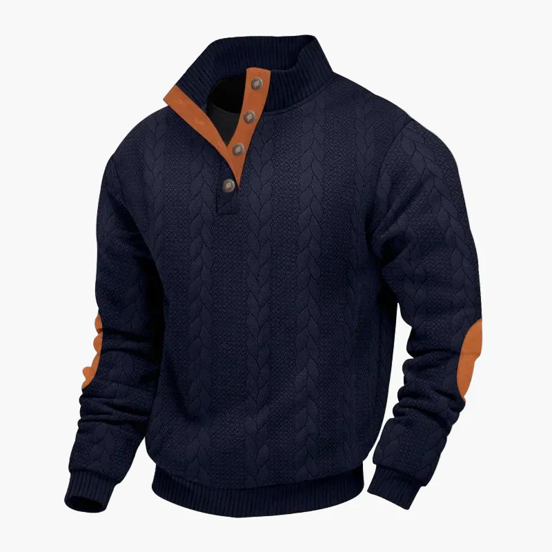 Pull à boutons col montant style torsadé pour homme, casual chic et confortable - Image 5