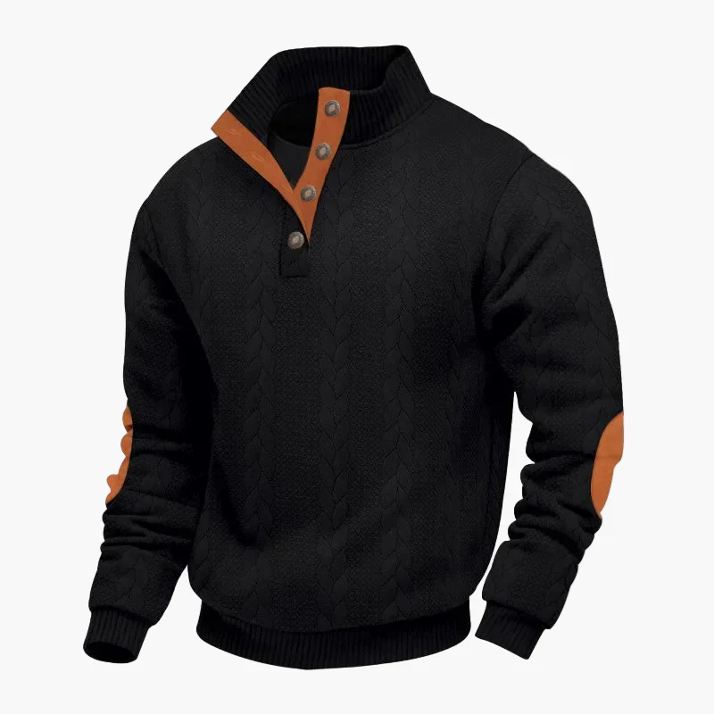 Pull à boutons col montant style torsadé pour homme, casual chic et confortable - Image 6