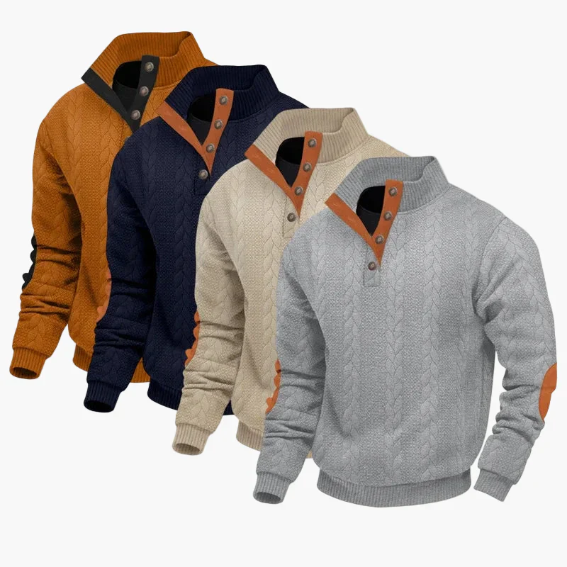Pull à boutons col montant style torsadé pour homme, casual chic et confortable - Image 7