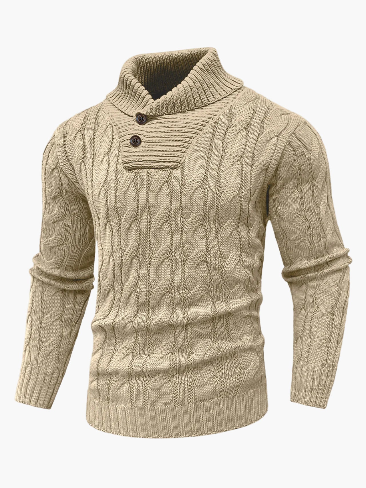 Pull à col châle torsadé pour homme style décontracté élégant - Image 3