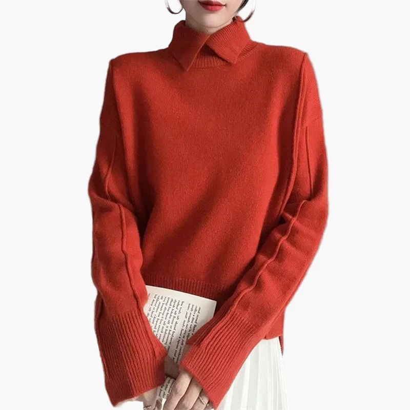 Pull col chemise femme style élégant et décontracté pour bureau ou sortie - Image 2