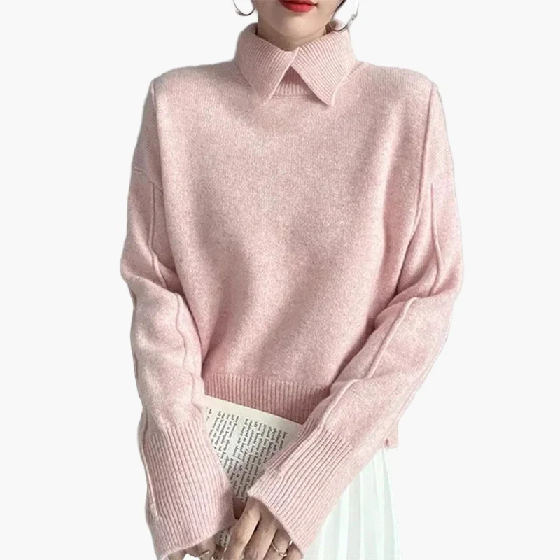 Pull col chemise femme style élégant et décontracté pour bureau ou sortie - Image 3