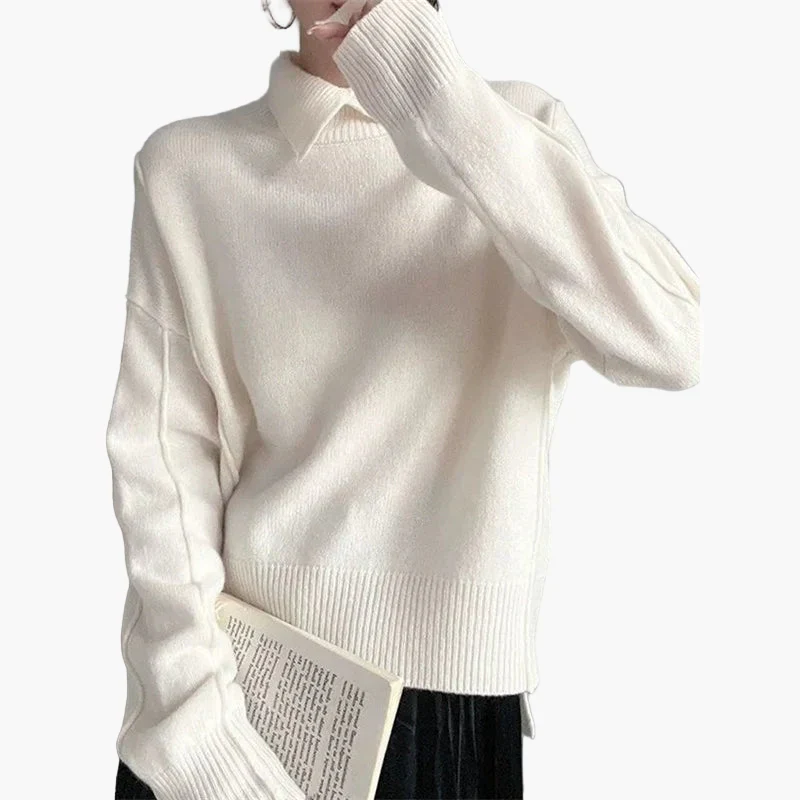 Pull col chemise femme style élégant et décontracté pour bureau ou sortie - Image 4