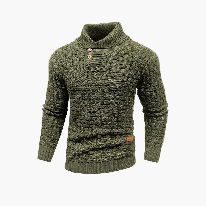 Pull à col montant boutonné homme – Style maille tressée chic pour l’automne et l’hiver - Image 2