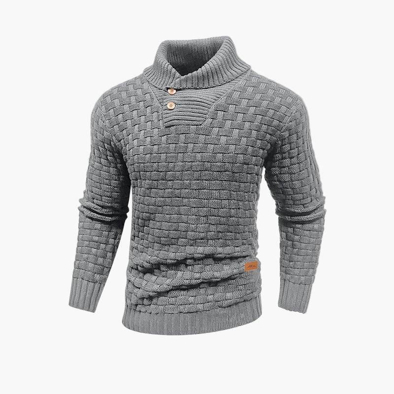 Pull à col montant boutonné homme – Style maille tressée chic pour l’automne et l’hiver - Image 3