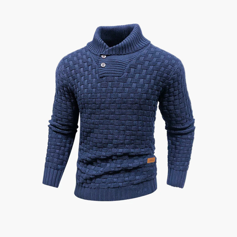 Pull à col montant boutonné homme – Style maille tressée chic pour l’automne et l’hiver - Image 4
