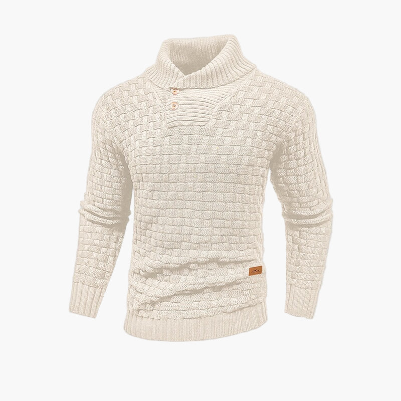 Pull à col montant boutonné homme – Style maille tressée chic pour l’automne et l’hiver - Image 5