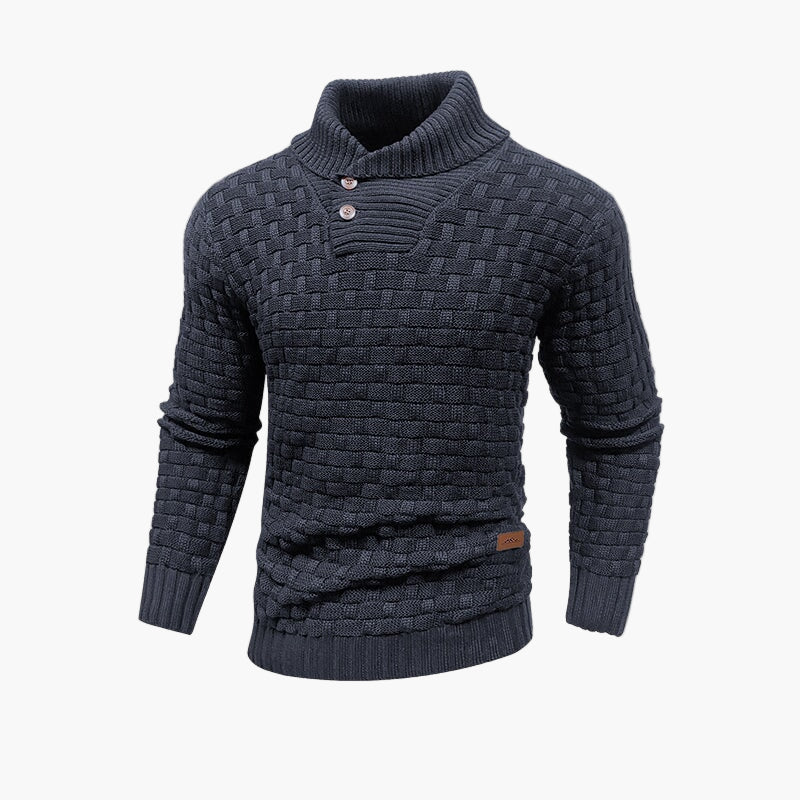 Pull à col montant boutonné homme – Style maille tressée chic pour l’automne et l’hiver - Image 7