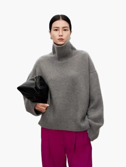 Pull à col roulé ample pour femme, style moderne et confortable pour l'automne et l'hiver - Image 3