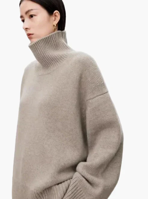 Pull à col roulé ample pour femme, style moderne et confortable pour l'automne et l'hiver - Image 4