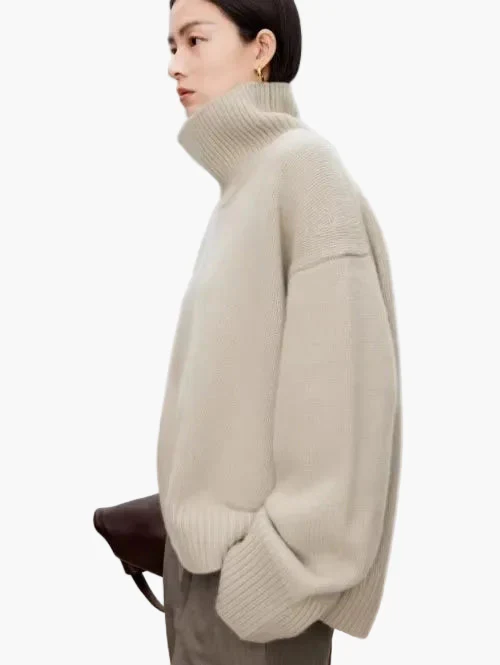Pull à col roulé ample pour femme, style moderne et confortable pour l'automne et l'hiver - Image 6