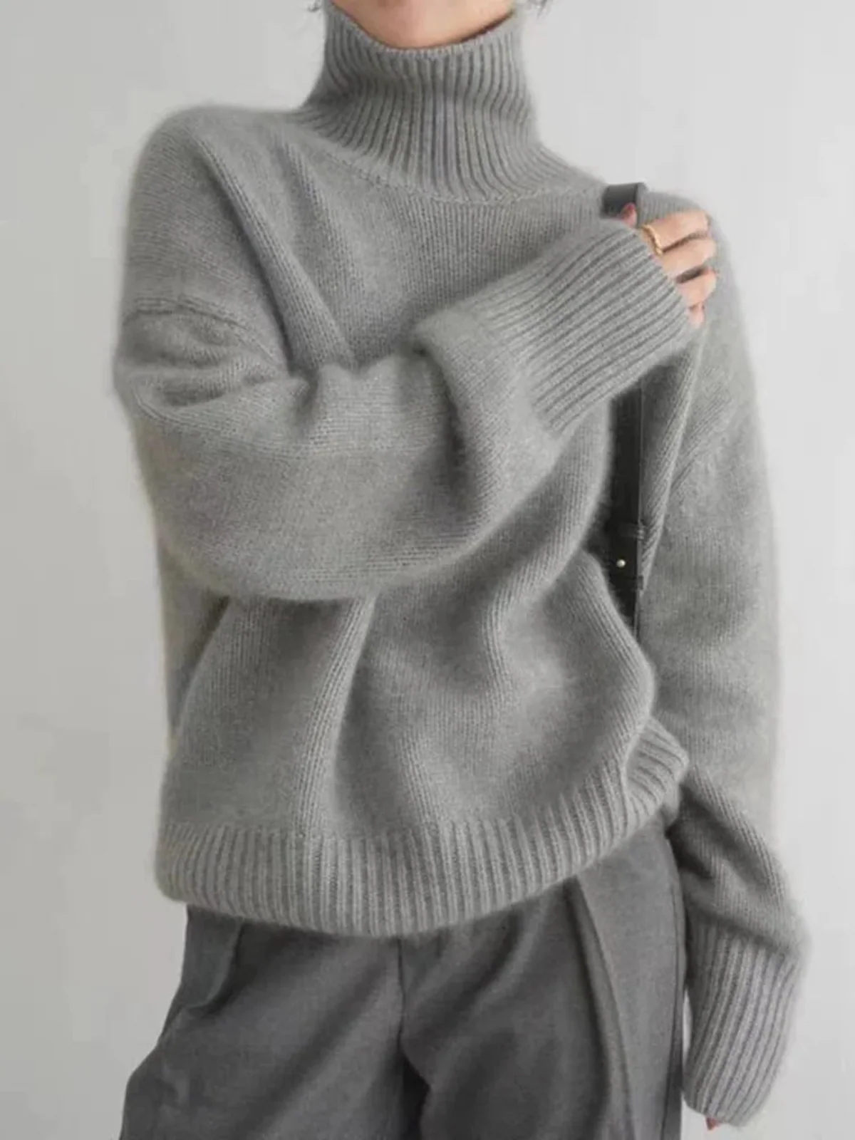 Pull à col roulé ample style coréen pour femme – Mode automne/hiver chic et décontractée - Image 2