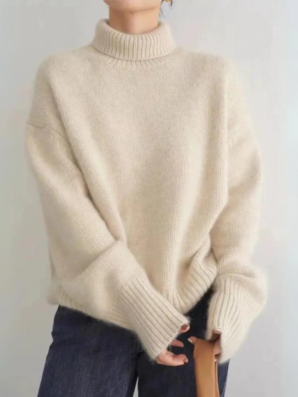 Pull à col roulé ample style coréen pour femme – Mode automne/hiver chic et décontractée - Image 3