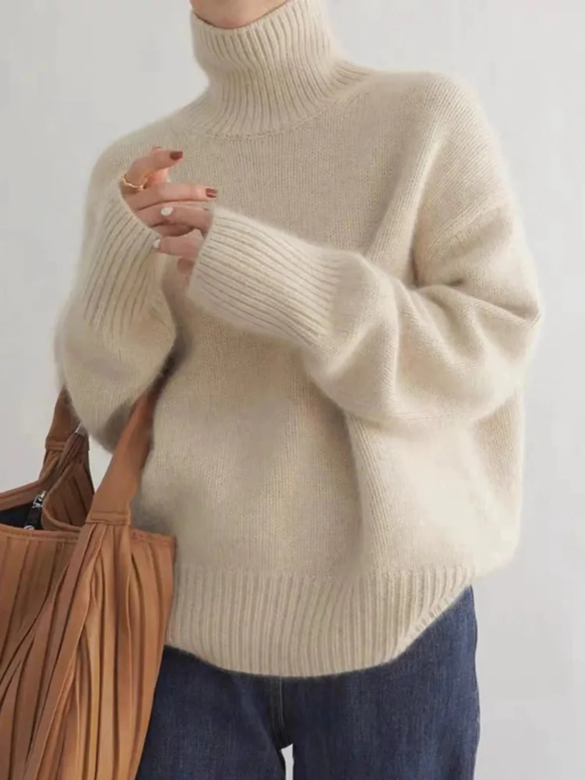 Pull à col roulé ample style coréen pour femme – Mode automne/hiver chic et décontractée - Image 5