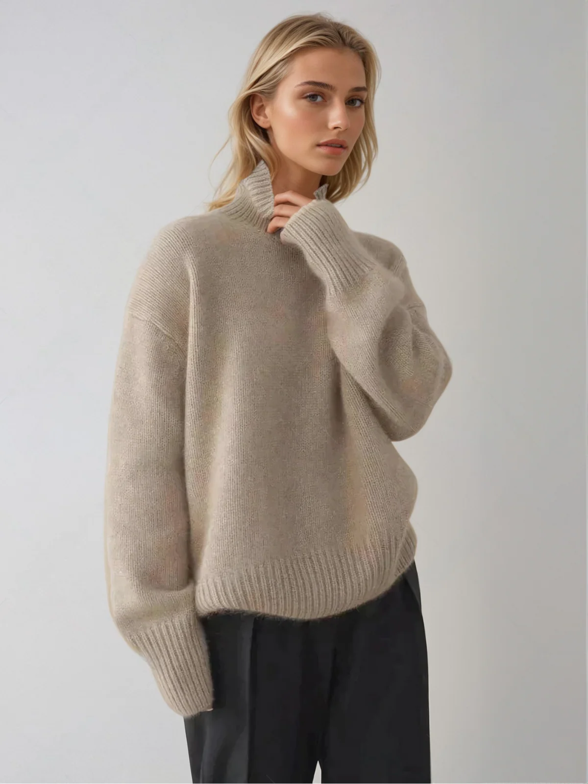 Pull à col roulé ample style coréen pour femme – Mode automne/hiver chic et décontractée - Image 7