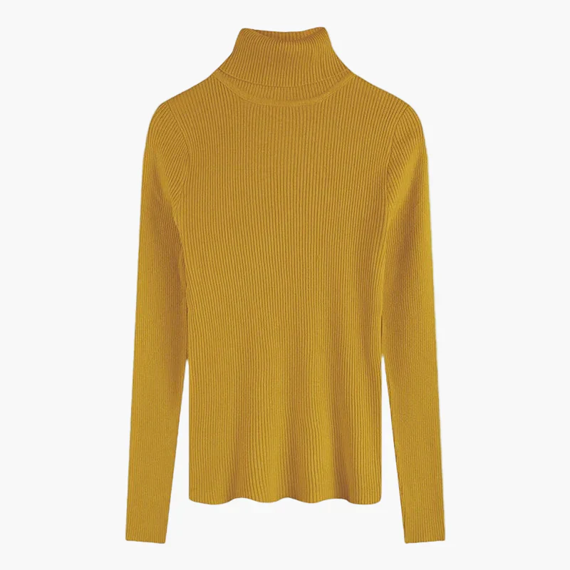 Pull col roulé côtelé à manches longues pour femme - Style élégant et polyvalent - Image 12
