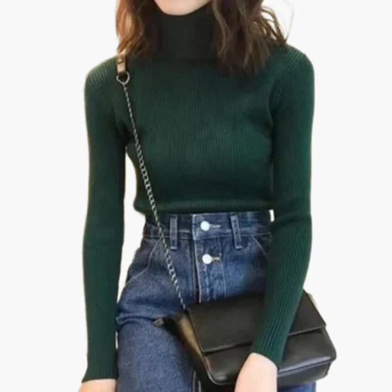 Pull col roulé côtelé à manches longues pour femme - Style élégant et polyvalent - Image 13