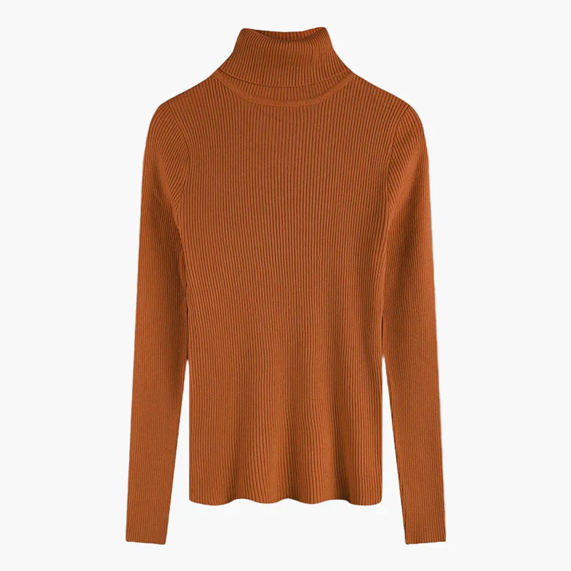 Pull col roulé côtelé à manches longues pour femme - Style élégant et polyvalent - Image 5