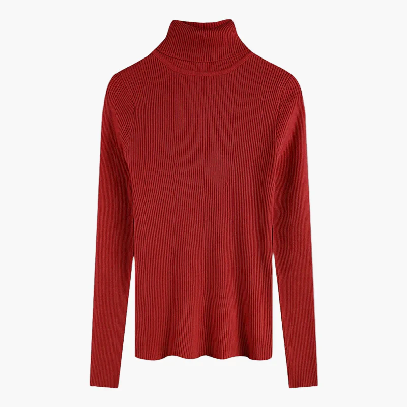 Pull col roulé côtelé à manches longues pour femme - Style élégant et polyvalent - Image 9