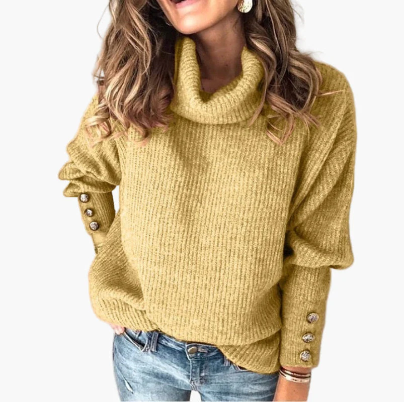 Pull col roulé femme chic à boutons décoratifs pour look décontracté ou élégant - Image 8