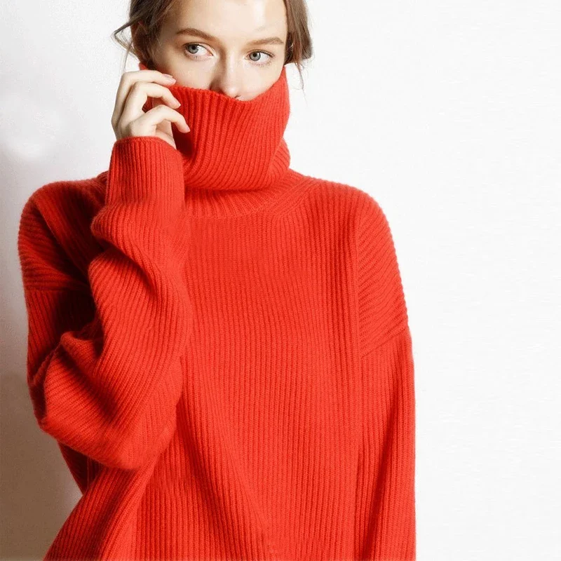 Pull à col roulé oversize pour femme - Style décontracté et tendance - Image 3