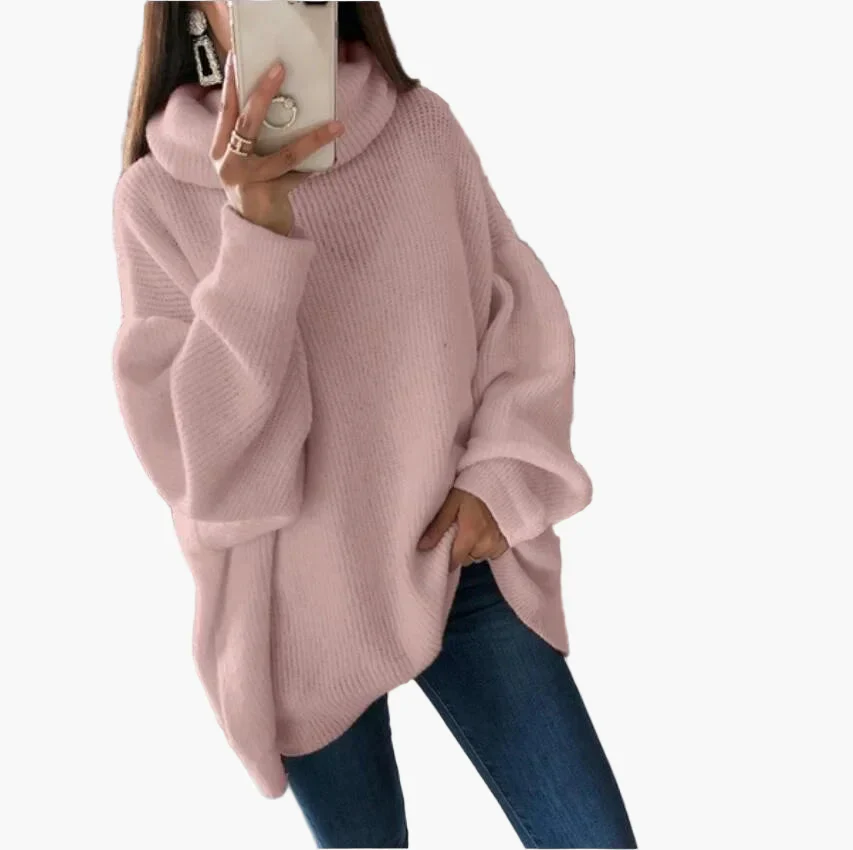 Pull col roulé oversize style décontracté pour femme - Chic et confortable pour l'automne et l'hiver - Image 2