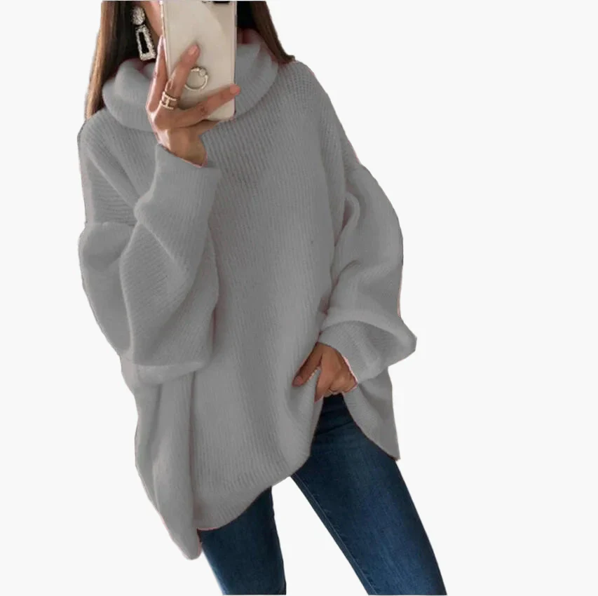 Pull col roulé oversize style décontracté pour femme - Chic et confortable pour l'automne et l'hiver - Image 5