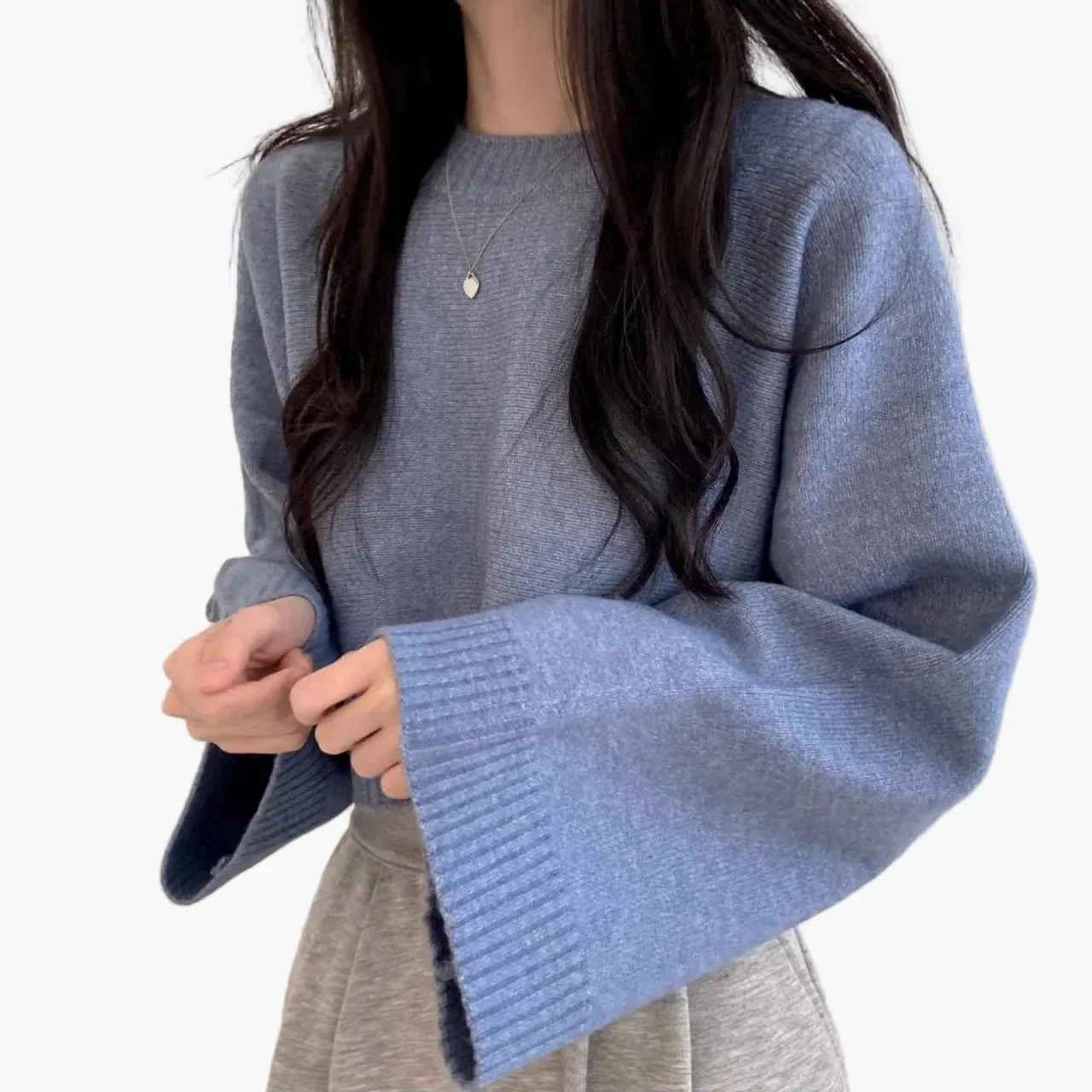 Pull court ample à manches longues pour femme, style décontracté moderne - Image 2