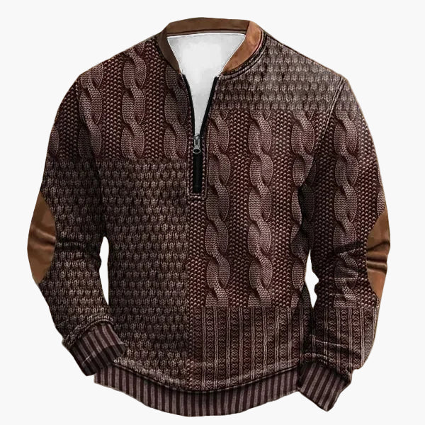 Pull décontracté à col zippé style tricot pour homme – Look moderne pour l’automne et l’hiver - Image 3
