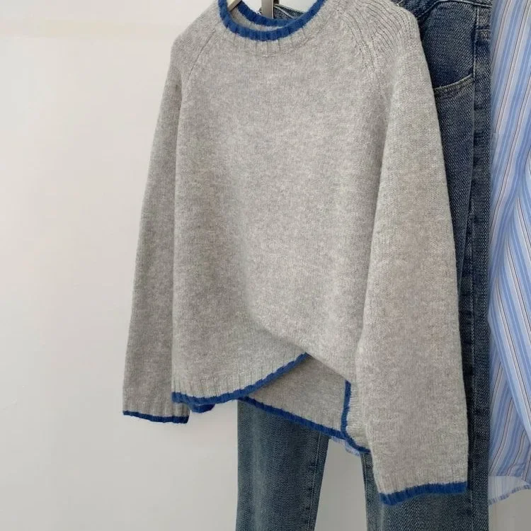Pull décontracté pour femme style urbain automne, col rond, manches longues - Image 2