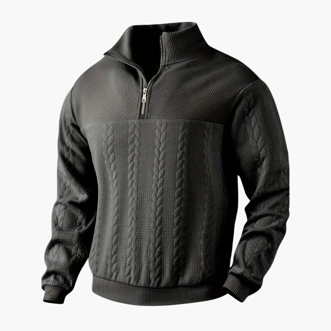 Pull demi-zippé homme style torsadé élégant pour automne et hiver - Image 10