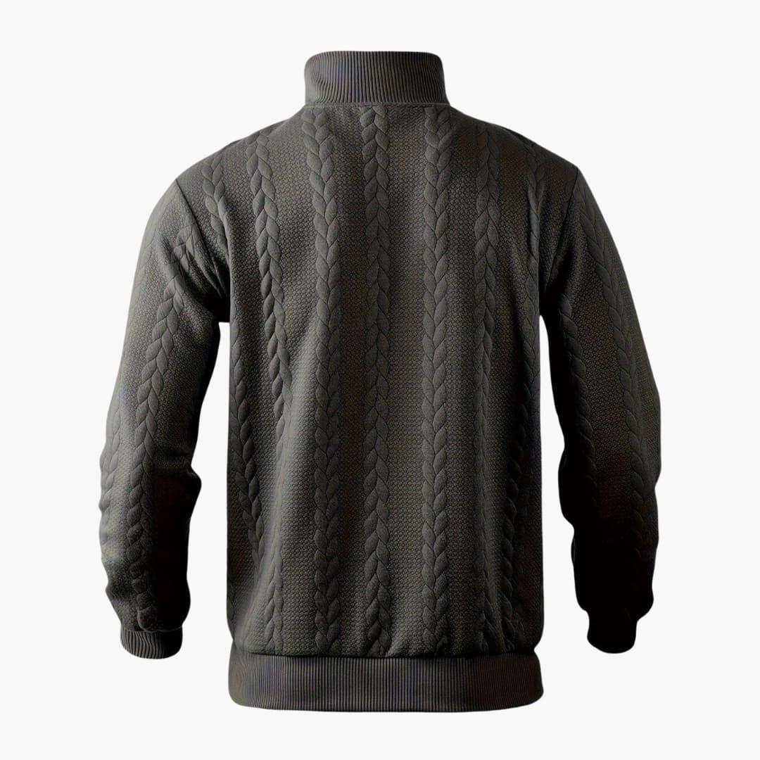 Pull demi-zippé homme style torsadé élégant pour automne et hiver - Image 2
