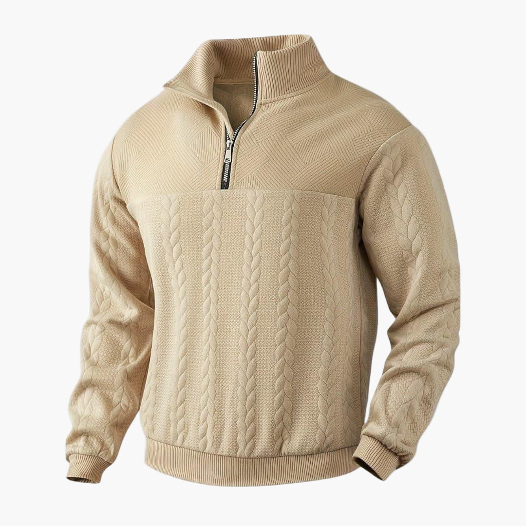 Pull demi-zippé homme style torsadé élégant pour automne et hiver - Image 4