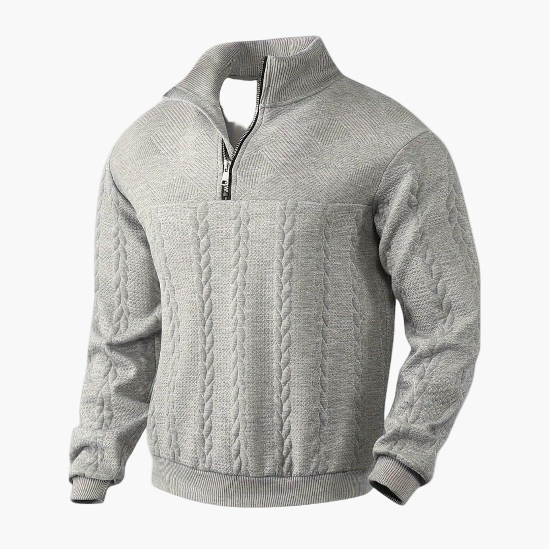 Pull demi-zippé homme style torsadé élégant pour automne et hiver - Image 6