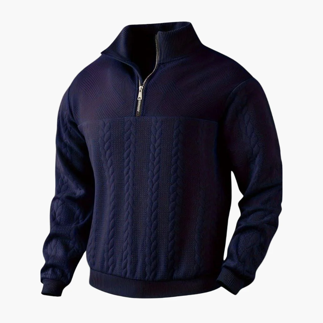 Pull demi-zippé homme style torsadé élégant pour automne et hiver - Image 8