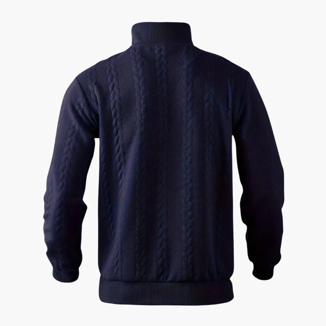 Pull demi-zippé homme style torsadé élégant pour automne et hiver - Image 9