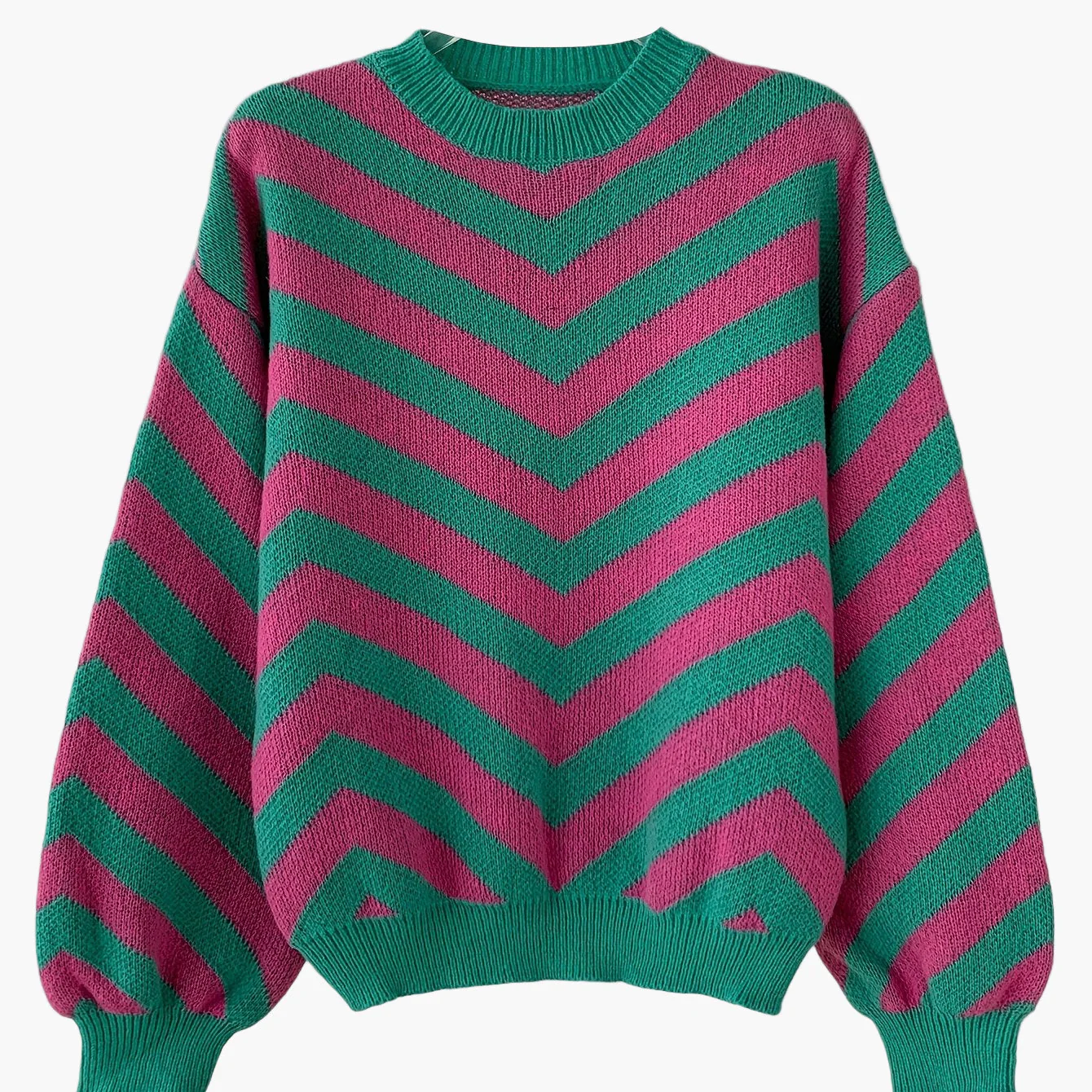 Pull élégant à rayures chevrons pour femme, style automne/hiver, manches longues, coupe décontractée - Image 14