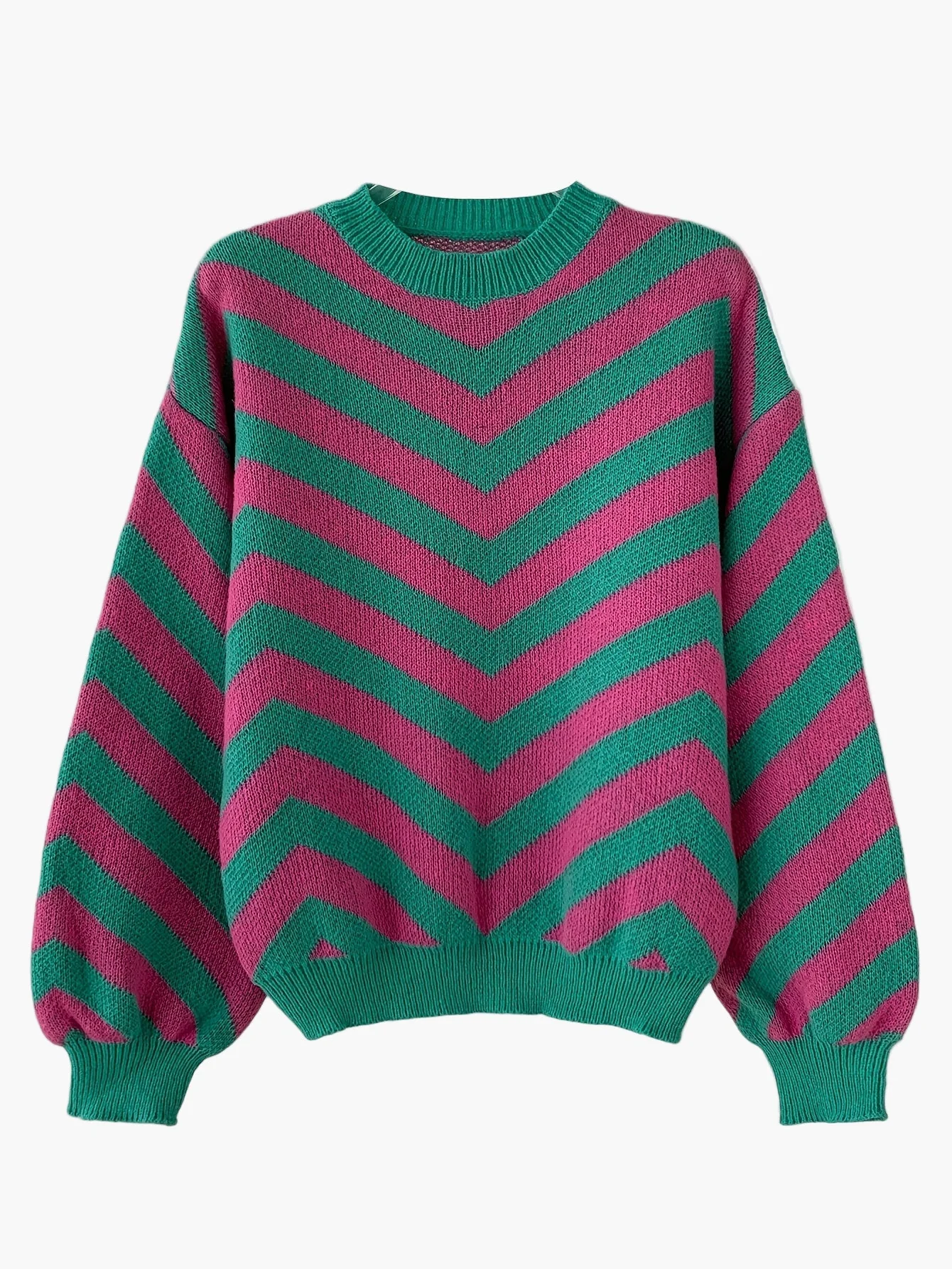Pull élégant à rayures chevrons pour femme, style automne/hiver, manches longues, coupe décontractée - Image 2