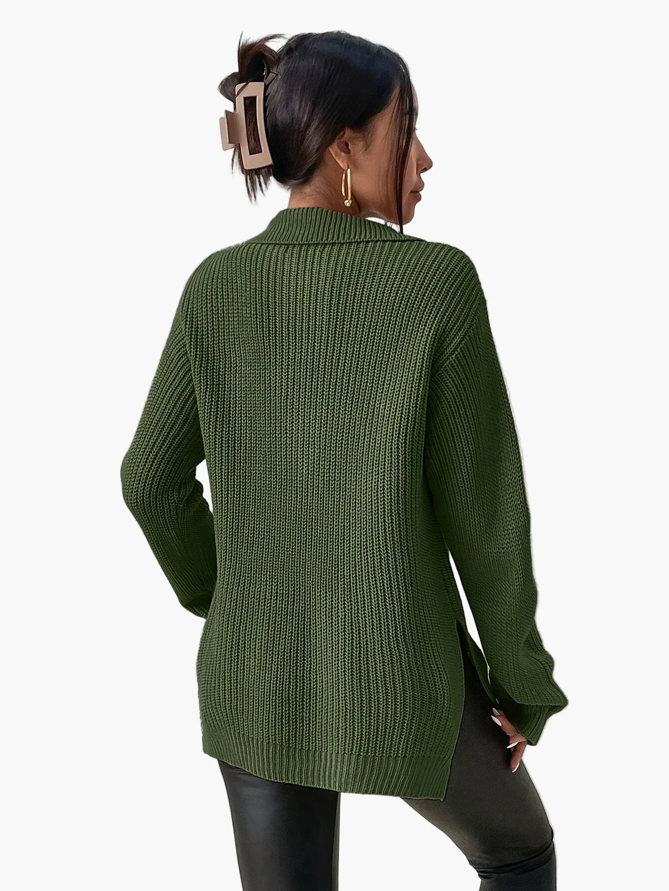 Pull femme chic à col zippé style décontracté automne hiver - Image 4