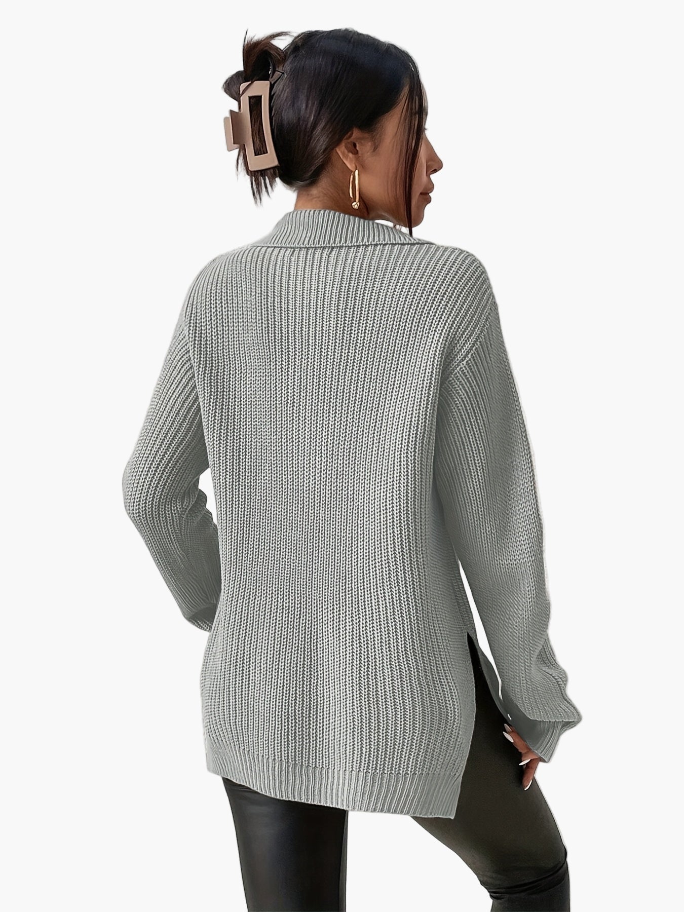 Pull femme chic à col zippé style décontracté automne hiver - Image 6