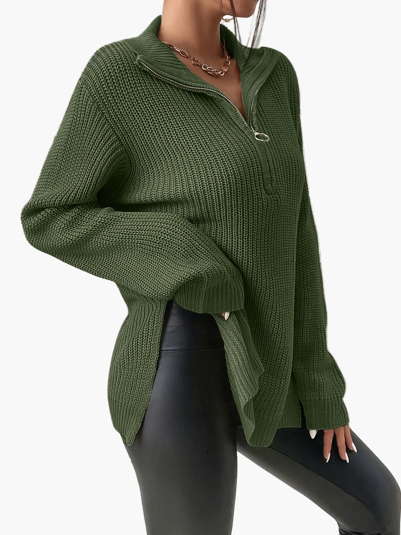 Pull femme chic à col zippé style décontracté automne hiver - Image 7