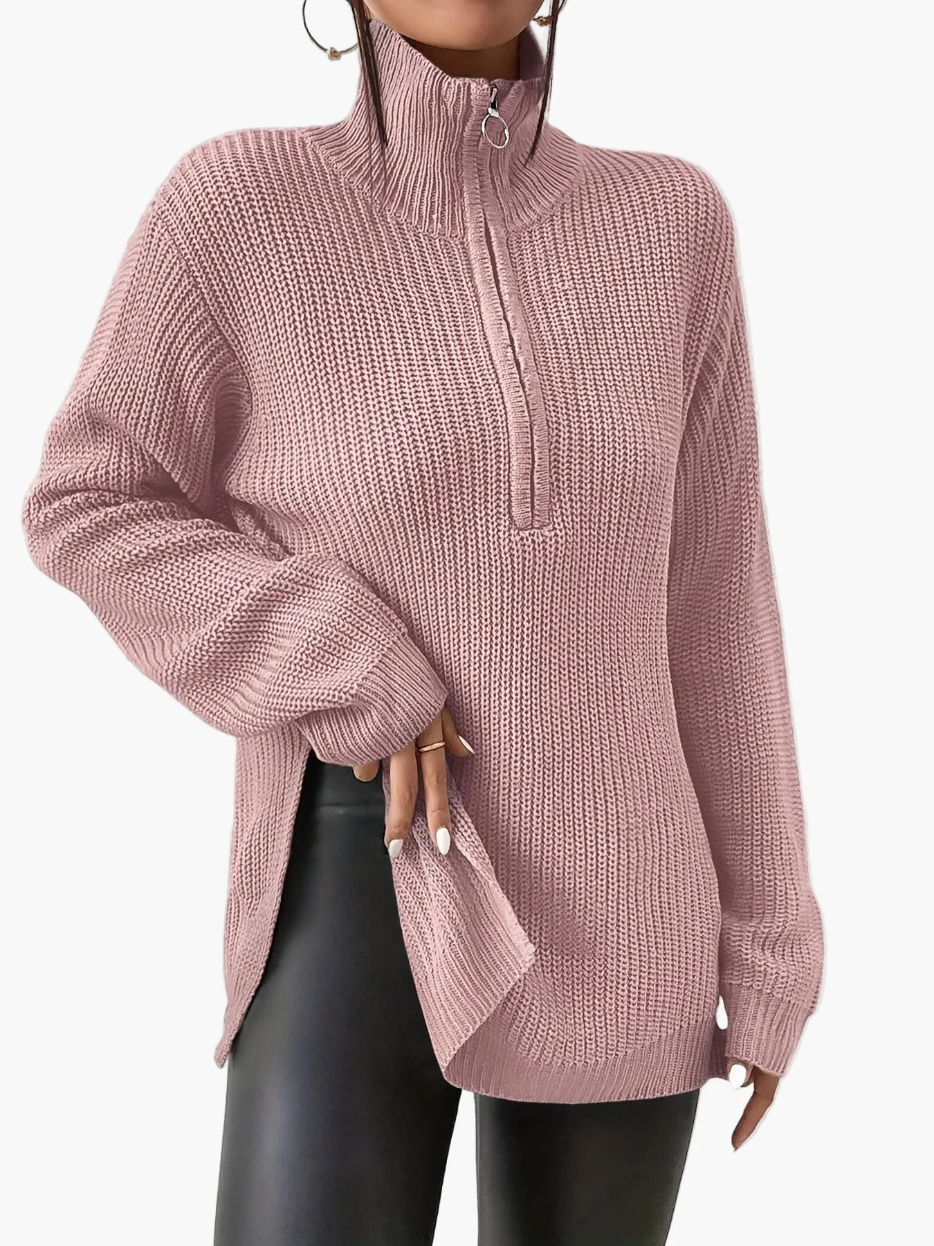 Pull femme chic à col zippé style décontracté automne hiver - Image 8