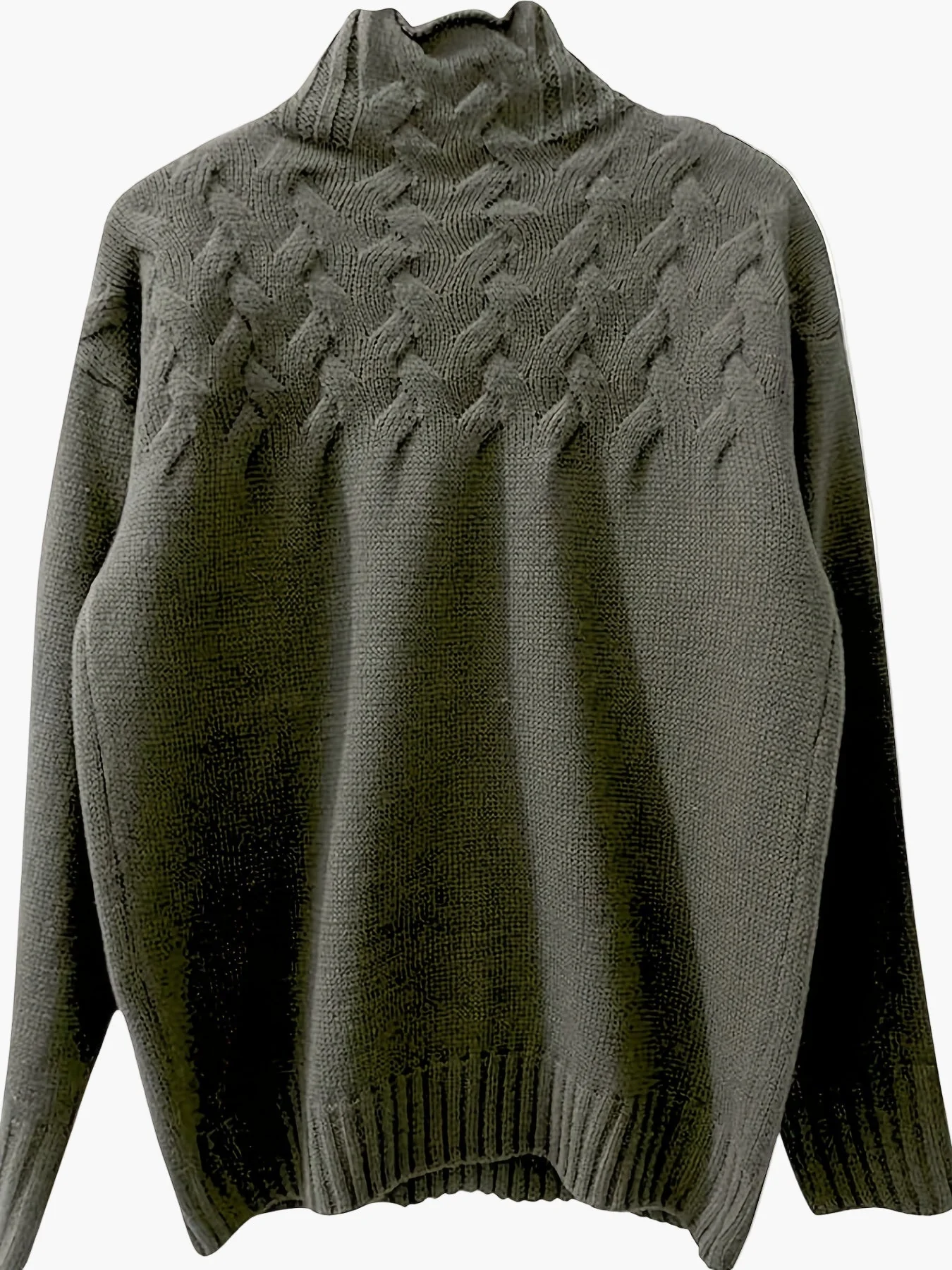Pull Femme Col Montant Torsadé Style Décontracté Automne Hiver - Image 3