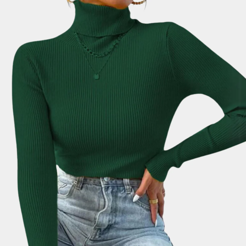 Pull Femme Col Roulé Côtelé Style Classique pour Tenues Élégantes et Quotidiennes - Image 4