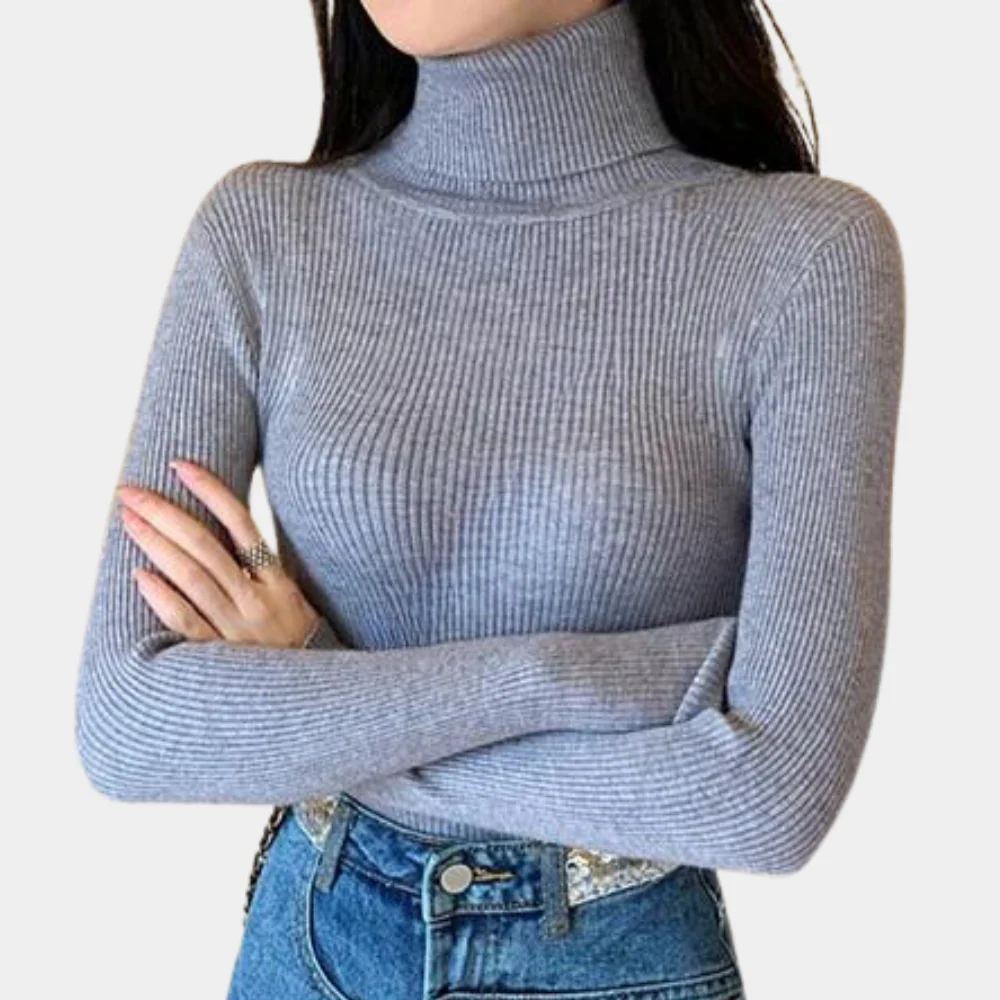 Pull Femme Col Roulé Côtelé Style Classique pour Tenues Élégantes et Quotidiennes - Image 6