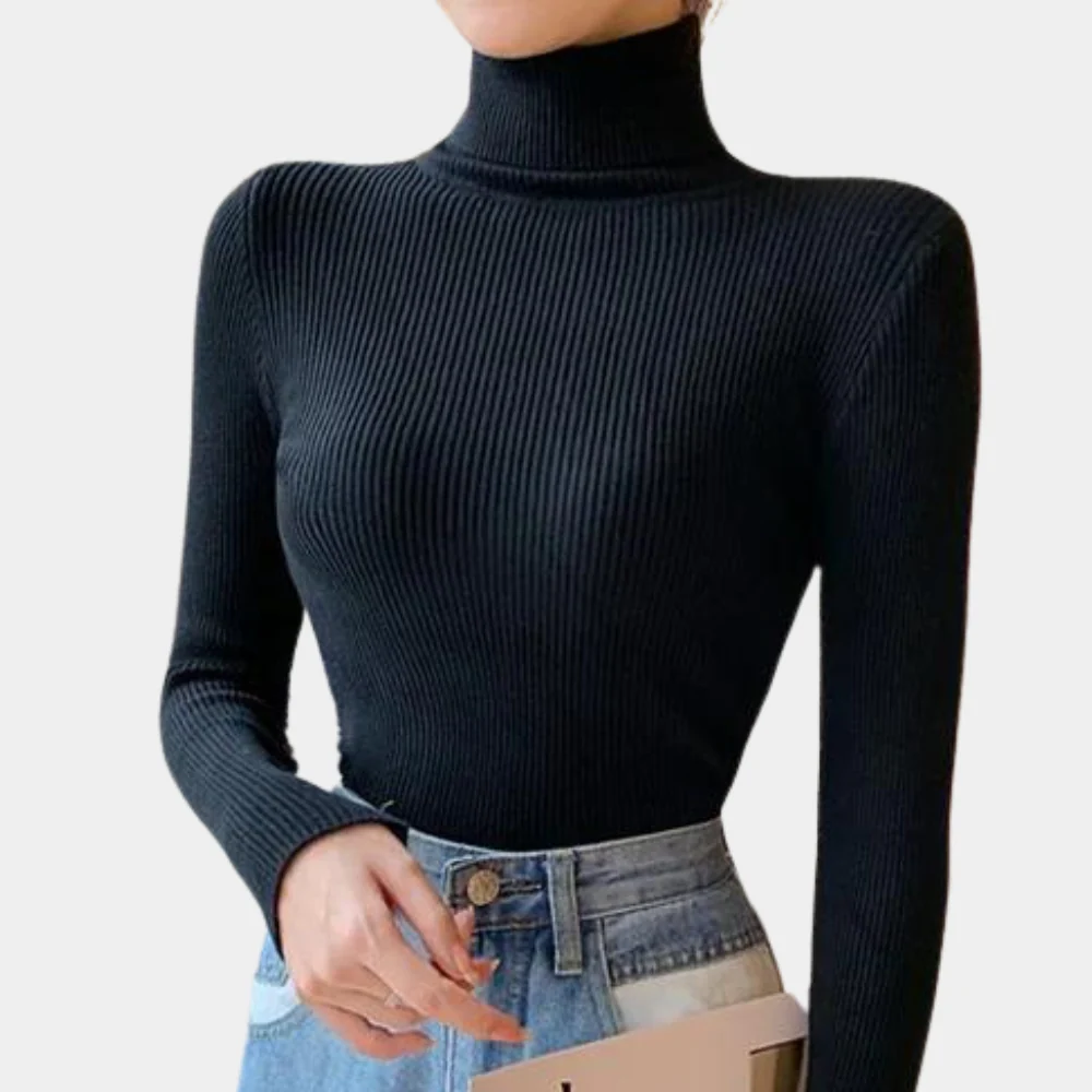 Pull Femme Col Roulé Côtelé Style Classique pour Tenues Élégantes et Quotidiennes - Image 7